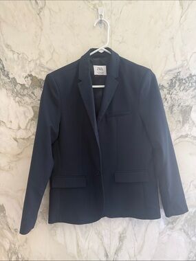 ZARA Navy Single-Button Kids Blazer